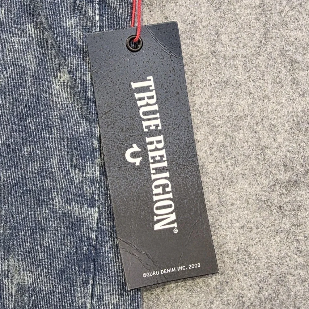 True Religion Shirt Mens XL Blue Buddha Acid Wash Crewneck Graphic Tee Logo